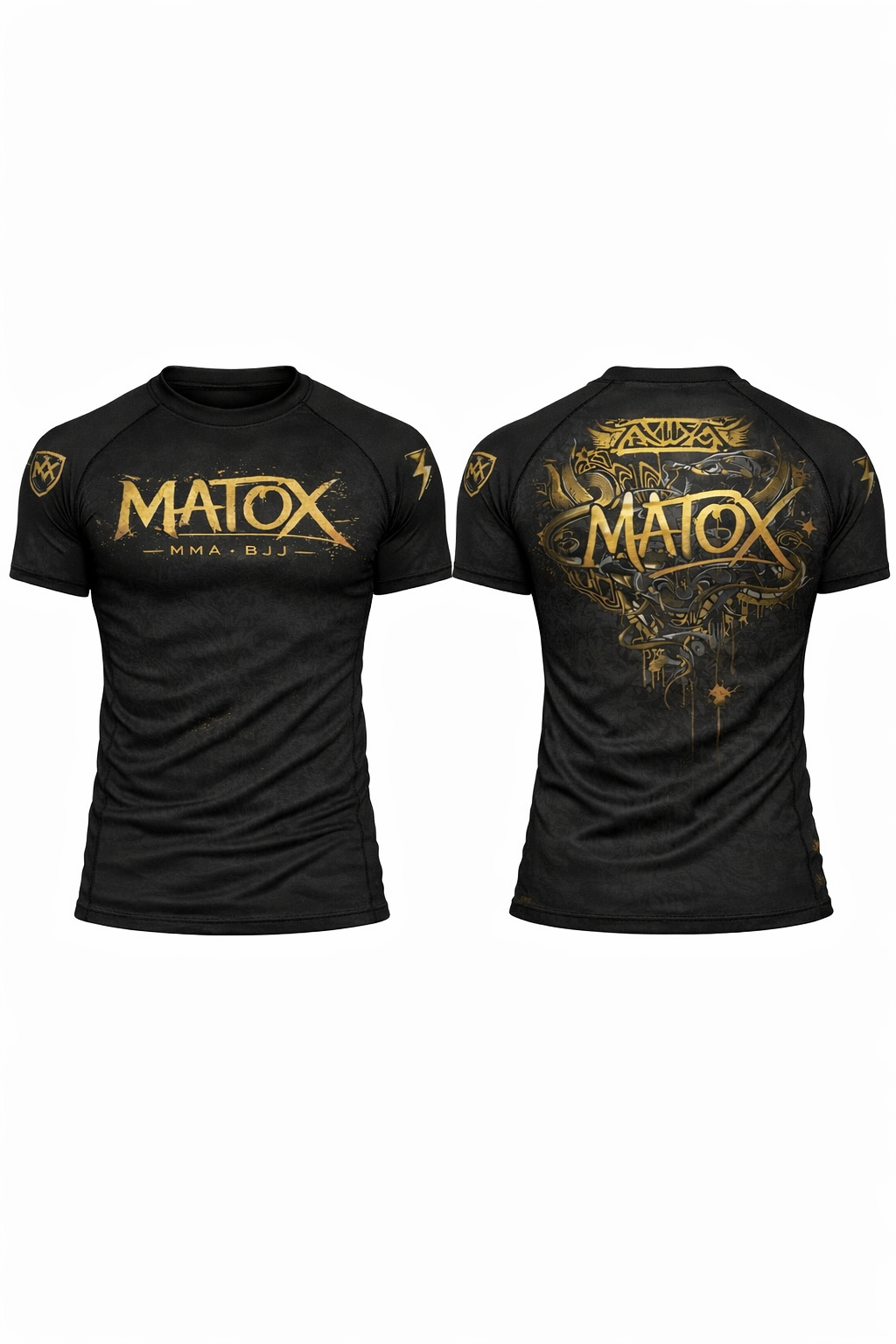 MATOX Apex Predator Elite Siyah-Gold Kısa Kollu MMA & BJJ Rashguard