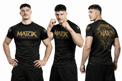 MATOX Apex Predator Elite Siyah-Gold Kısa Kollu MMA & BJJ Rashguard