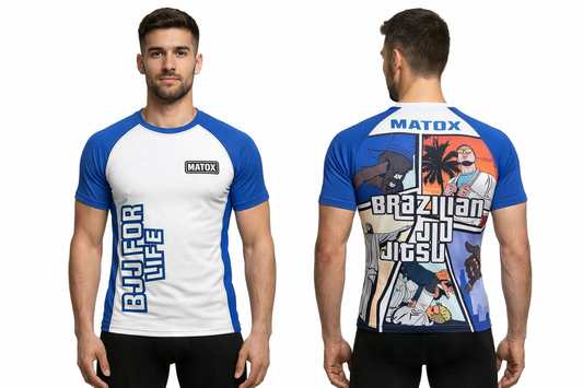 MATOX BJJ For Life Pro – Mavi Beyaz Brazilian Jiu Jitsu, MMA Kısa Kollu Rashguard