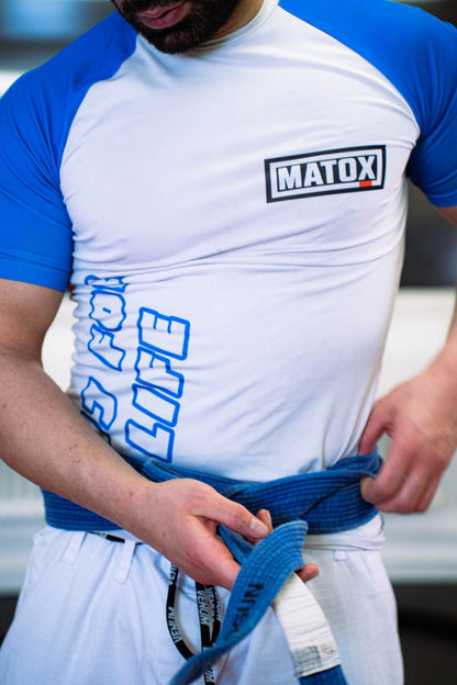 MATOX BJJ For Life Pro – Mavi Beyaz Brazilian Jiu Jitsu, MMA Kısa Kollu Rashguard