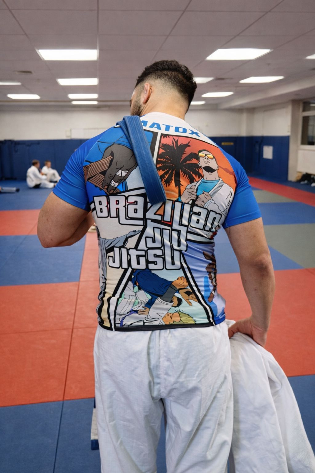 MATOX BJJ For Life Pro – Mavi Beyaz Brazilian Jiu Jitsu, MMA Kısa Kollu Rashguard