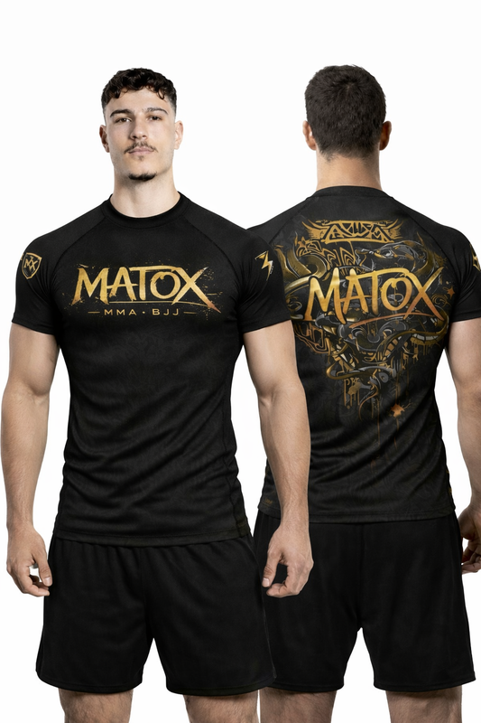 MATOX Apex Predator Elite Siyah-Gold Kısa Kollu MMA & BJJ Rashguard